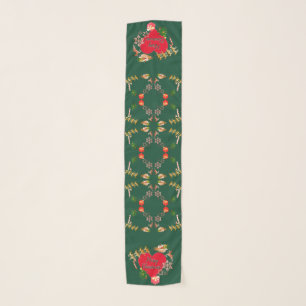 Santa's Reindeer Christmas Hearts Scarf