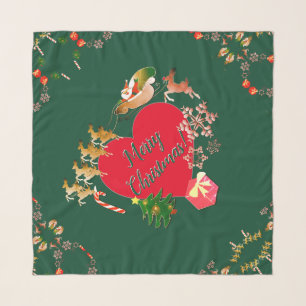 Santa's Reindeer Christmas Hearts Scarf