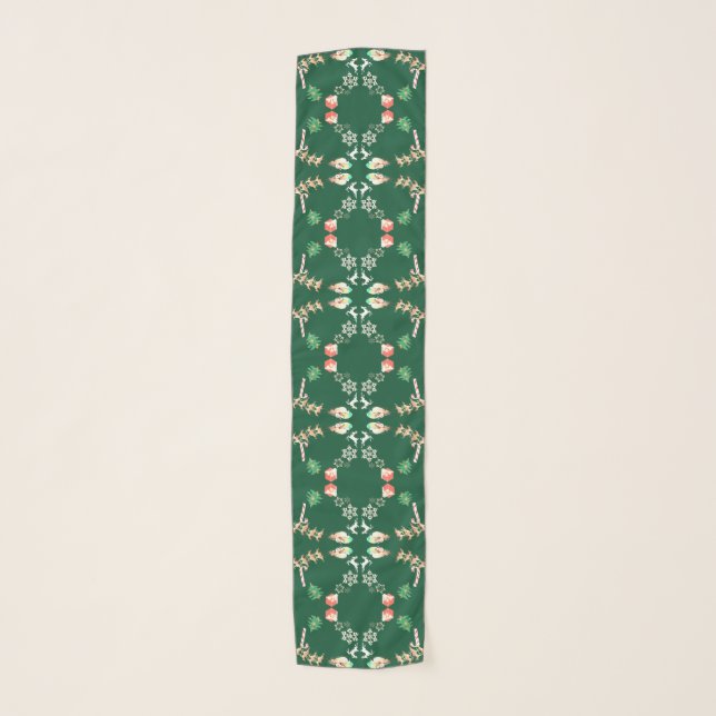 Santa's Reindeer Christmas Scarf (Front)