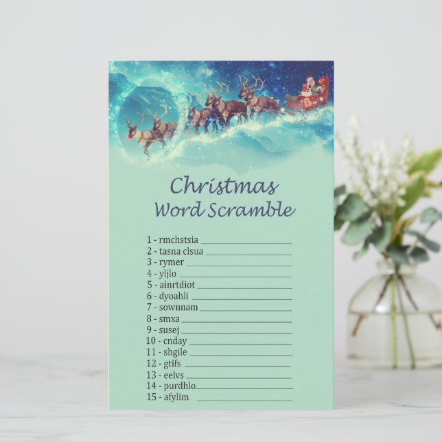 Santa's reindeer christmas word scramble game (Standing Front)