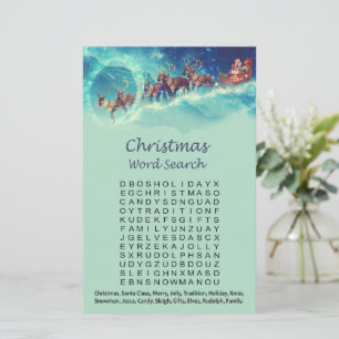 Santa's reindeer christmas word search game