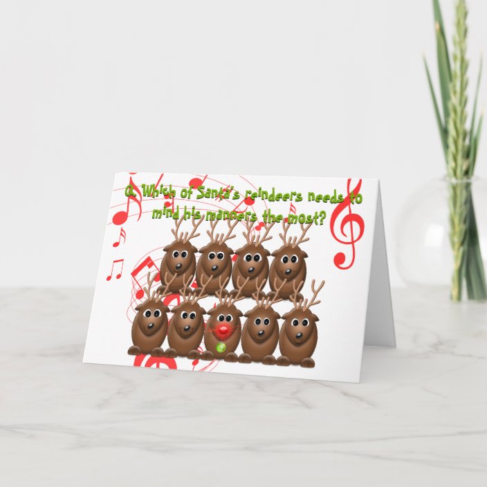 Santas Reindeer Funny Christmas Greeting Card