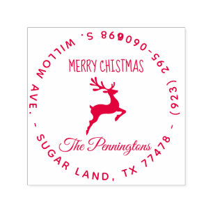 Santa's reindeer Merry Christmas Return Address Self-inking Stamp