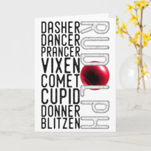 Santa's Reindeer Names, Rudolph, Kids Christmas Card