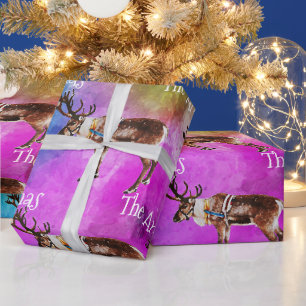 Santa's Reindeer on Tie Dye Christmas Wrapping Pap Paper