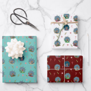 Santa's Reindeer Pattern Wrapping Paper Flat Sheet