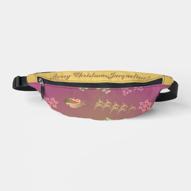 Santa's Reindeer Purple  Fanny Pack (Front)
