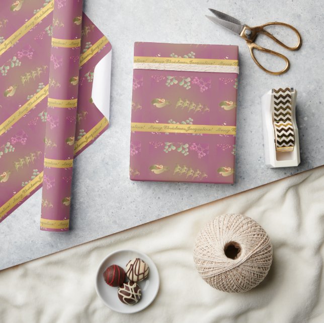 Santa's Reindeer Purple Wrapping Paper (Crafts)