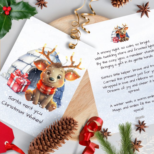 Santas Reindeer Rhyme Nordic Poem Kids Christmas Holiday Card (Creator Uploaded)