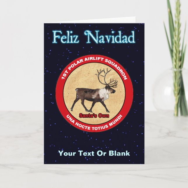 Santa's Reindeer Squadron - Feliz Navidad Holiday Card (Front)