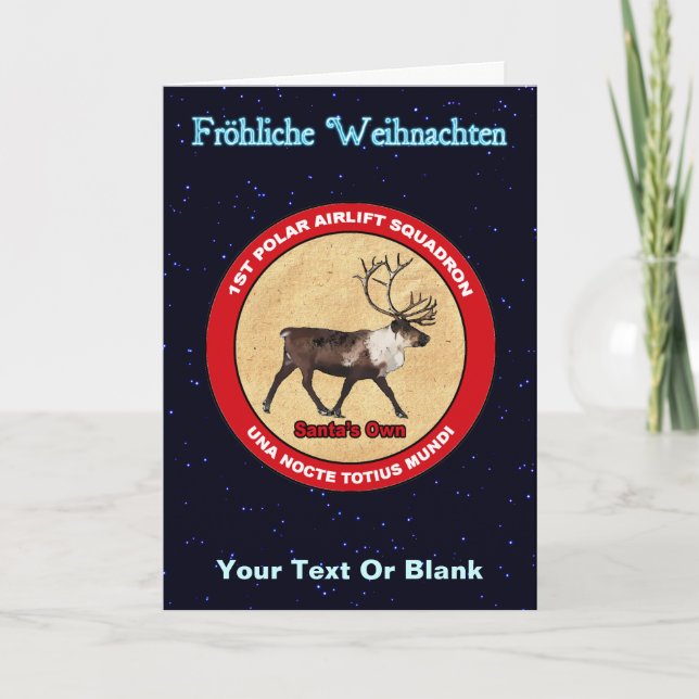 Santa's Reindeer Squadron - Fröhliche Weihnachten Holiday Card (Front)