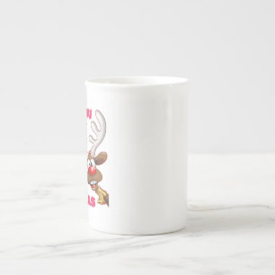 SANTA'S REINDEER WISHES YOU A MERRY CHRISTMAS BONE CHINA MUG