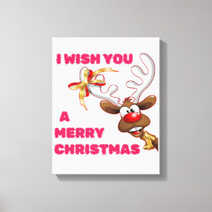 SANTA'S REINDEER WISHES YOU A MERRY CHRISTMAS CANVAS PRINT