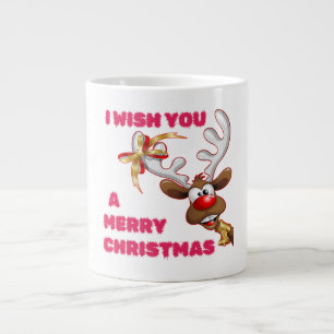 SANTA'S REINDEER WISHES YOU A MERRY CHRISTMAS GIANT COFFEE MUG