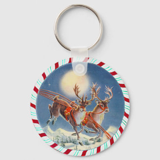 SANTA'S REINDEER & WREATH by SHARON SHARPE Keychain
