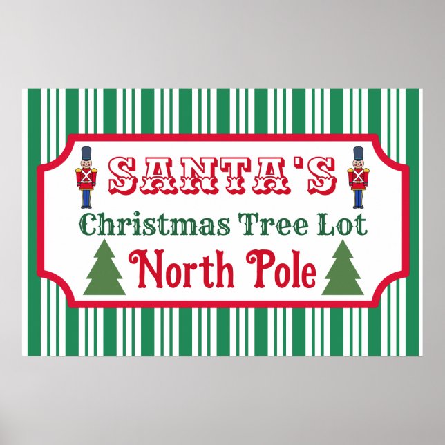 Santa's Retro Christmas Tree Lot Sign Art Poster (Front)