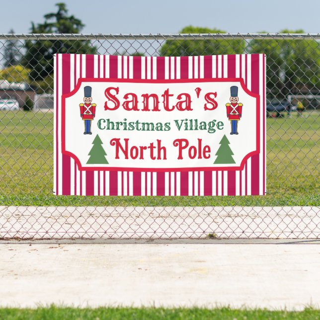 Santa's Retro Christmas Village Sign Banner (Insitu)