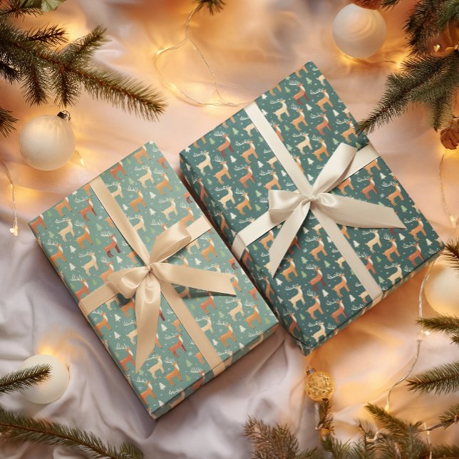 Santa's Retro Reindeer Wrapping Paper Sheets (Creator Uploaded)