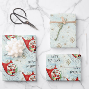 Santa's Retro Rotor Sleigh Wrapping Paper Sheets