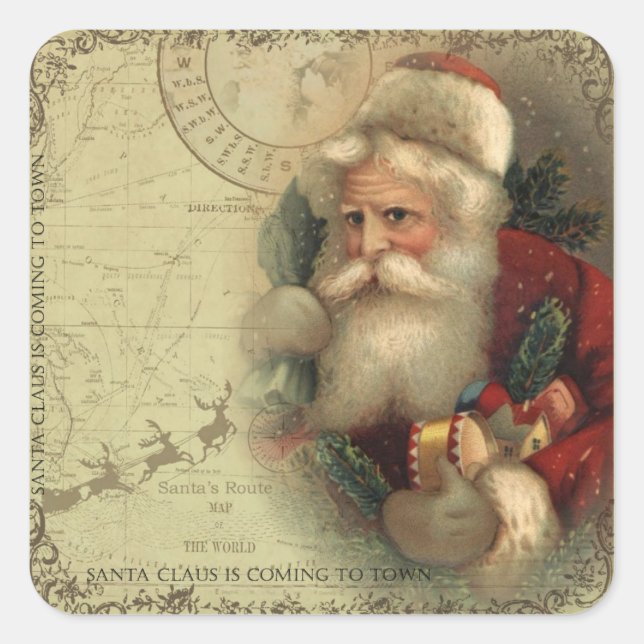 Santa's Route Map of the World Sticker (Front)