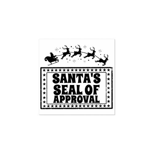 Santas seal of approval sleigh reindeer frame rubber stamp