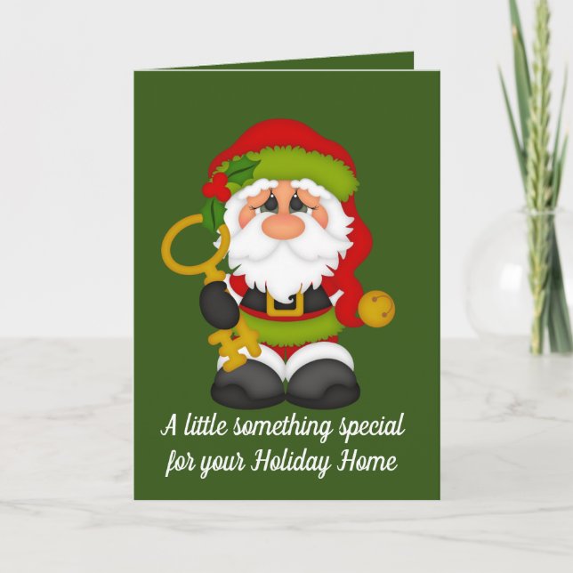 Santa's secret key add message holiday card (Front)