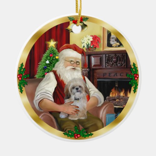 Santas Shih Tzu 17 Ceramic Ornament