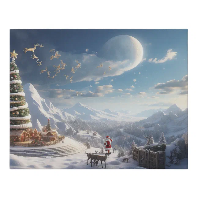 Santa's Silent Flight: A Night of Magic and Dreams Faux Canvas Print ...