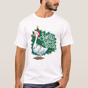 Santa's Silliest Goose Funny Goose Christmas T-Shirt