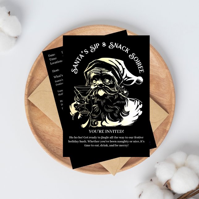 Santa's Sip & Snack Soiree Christmas Party Invitation (Creator Uploaded)