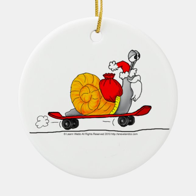 Santa's Skateboard Ceramic Ornament (Front)