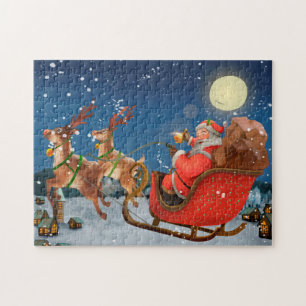 Santa's Sleigh and Reindeer Jigsaw Puzzle
