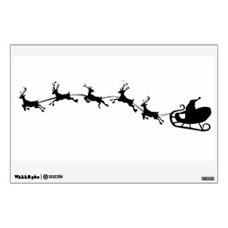 santas sleigh and reindeer silhouette wall decal
