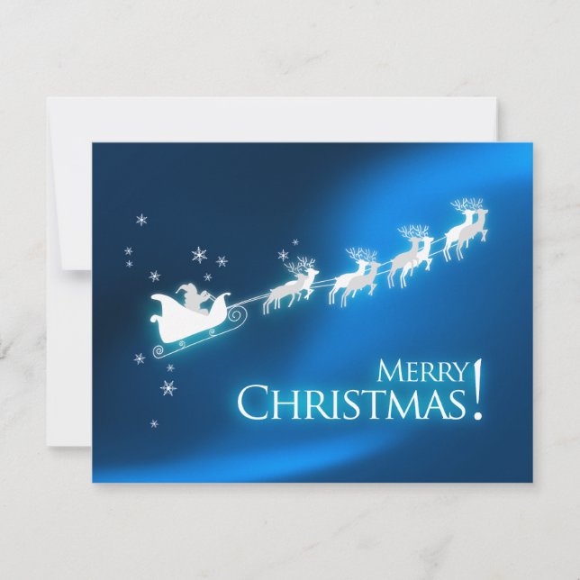 Santa's Sleigh Blue Christmas Party invitation (Front)