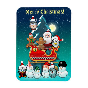Santa's Sleigh By The Christmas Tree Magnet