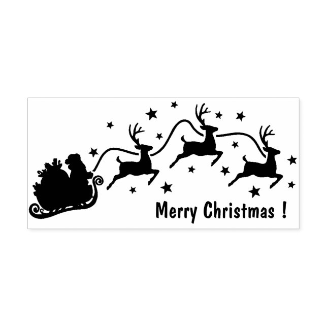 Santa's sleigh Christmas rubber stamp (Imprint)
