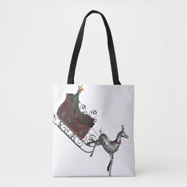 Santa's Sleigh Christmas Tote Bag (Front)