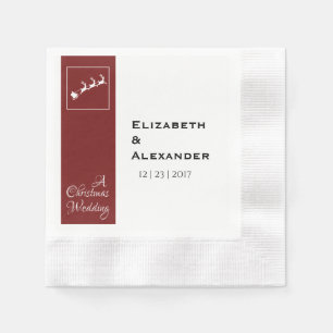 Santa's Sleigh Christmas  Wedding Cocktail Napkins