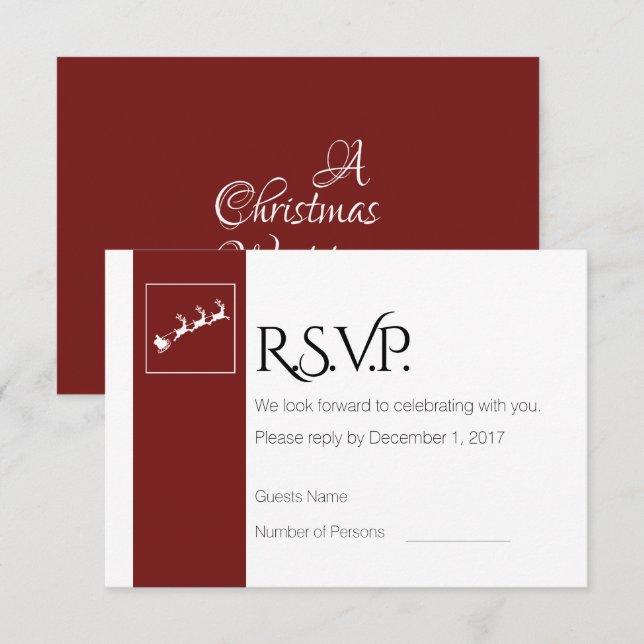 Santa's Sleigh Christmas Wedding RSVP Card (Front/Back)