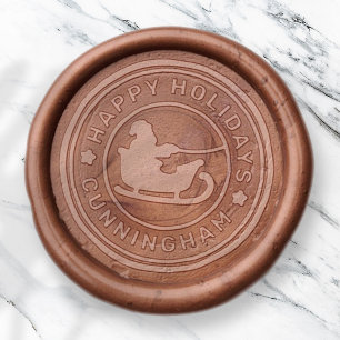 Santa's Sleigh Happy Holidays Vintage Custom Wax Seal Stamp
