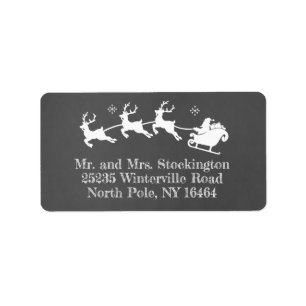Santa's Sleigh Holiday Christmas Chalkboard Label