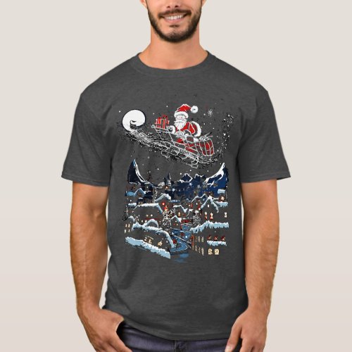 Santas Sleigh in Art Christmas Fashion Statement T_Shirt
