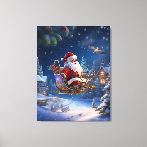 Santas Sleigh in Snowy Splendor Canvas Print