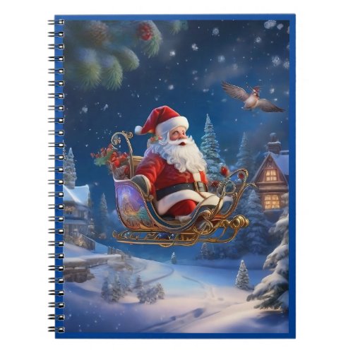 Santas Sleigh in Snowy Splendor Notebook