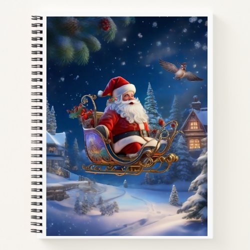 Santas Sleigh in Snowy Splendor Notebook