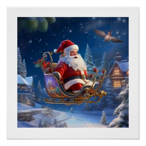 Santas Sleigh in Snowy Splendor Poster