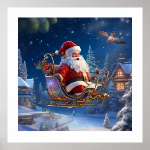 Santas Sleigh in Snowy Splendor Poster
