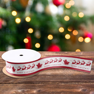 Santas Sleigh Merry Christmas Satin Ribbon