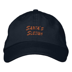 Santa's Sleigh Navy Custom Adjustable-Hat Holiday Embroidered Baseball Cap