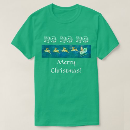 Santas Sleigh on Green T_Shirt